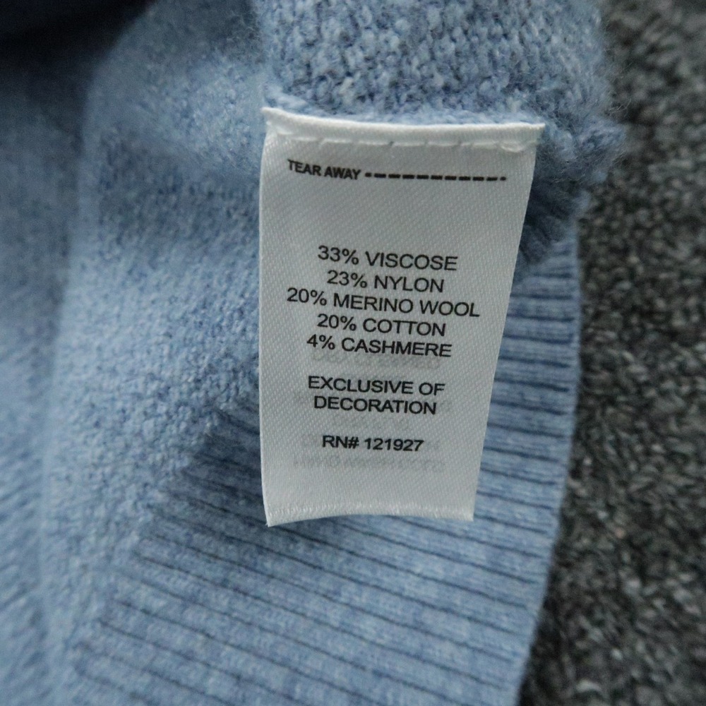 johnnie O Sweater Mens Large Blue Esteban Johnny Collar Pullover Wool Cashmere - Picture 4 of 10